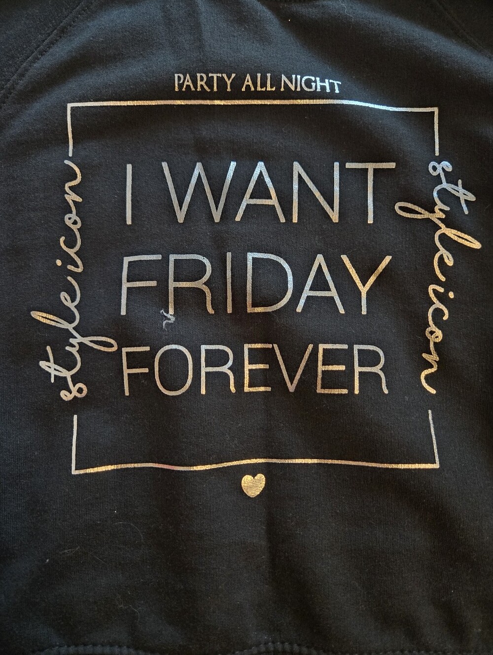 Pepco EU Brand, Girls' Black 'I Want Friday Forever Long Sleeve Top Size 146/152 - Picture 4 of 10